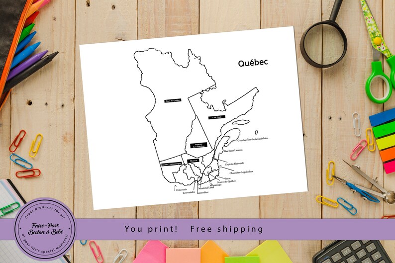Digital printable Coloring Quebec Sales Map