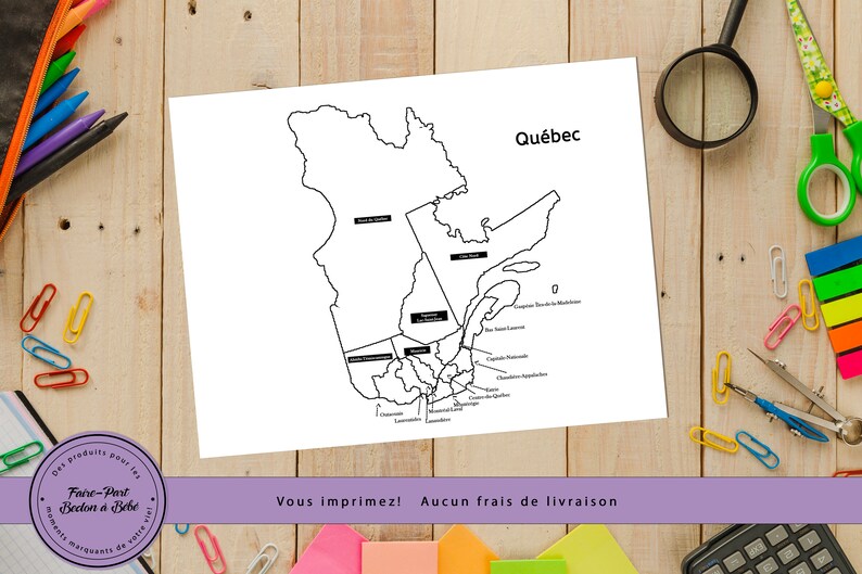 Digital printable Coloring Quebec Sales Map