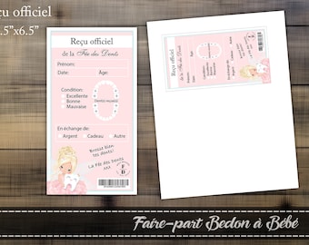 Tooth Fairy official receipt - Digital printable