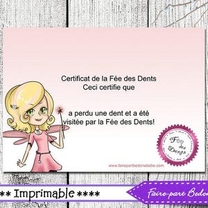 Certificat Fée des Dents Digital imprimable | Etsy
