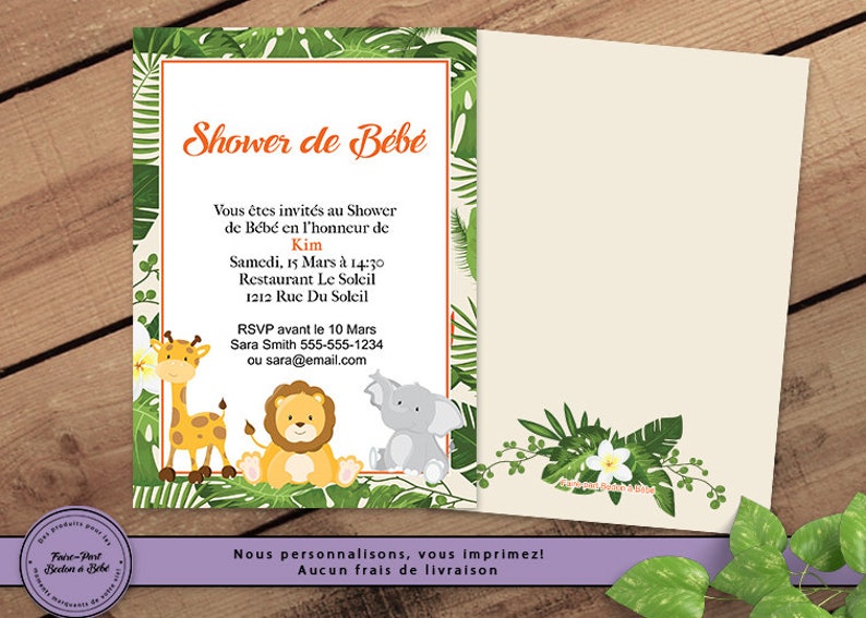 Jungle Baby Shower Invitation Thank You Card Paper Paper Party Supplies Mabnadieselpart Com