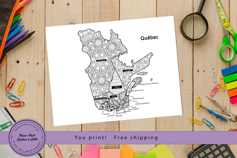Digital printable Coloring Quebec Sales Map