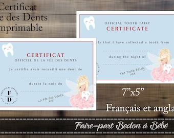 Tooth Fairy Certificate - Digital printable