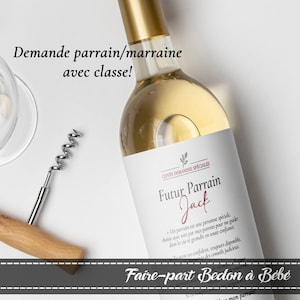 Étiquette bouteille de vin demande parrain - Demande marraine - Marraine - Parrain
