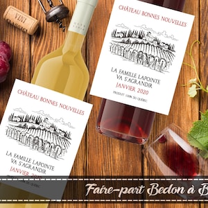 Annonce Grossesse Étiquette, Annonce Grossesse Bébe, Étiquette de vin Naissance, Étiquette bouteille, Demande parrain/marraine