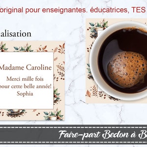 Sous-verre personnalisé -cadeau enseignante - cadeau éducatrice - cadeau TES - appréciation enseignant - éducatrice - TES
