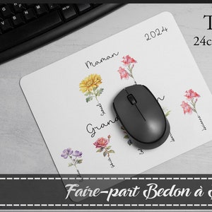 Tapis de souris Le jardin de grand-maman - le jardin de maman - fleurs mois de naissance -