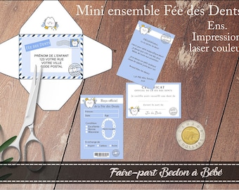 Mini tooth Fairy kit printed - Tooth fairy certificate - Tooth fairy letter - Tooth fairy receipt - Tooth fairy envelop