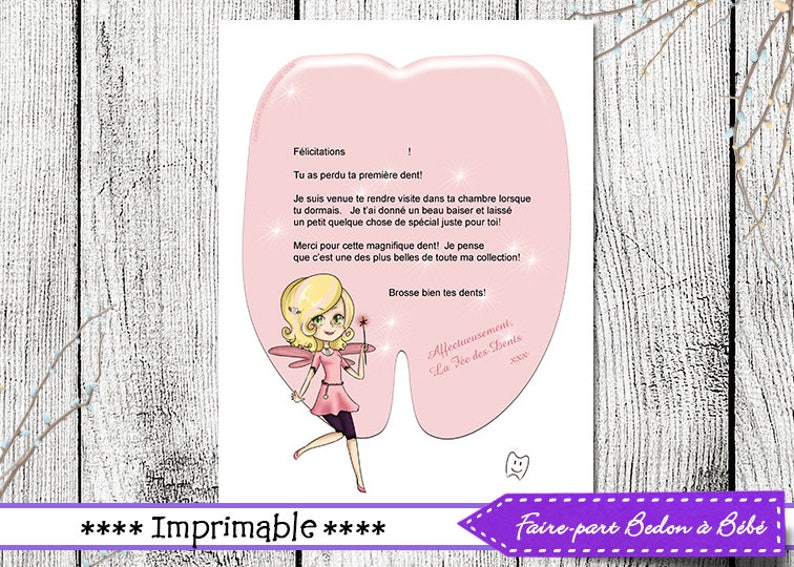 Lettre De La Fée Des Dents à Imprimer Gratuit