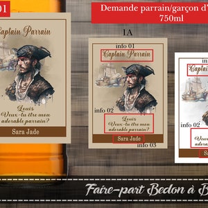 Demande parrain - demande marraine - demande garçon d'honneur - étiquette bouteille alcool -