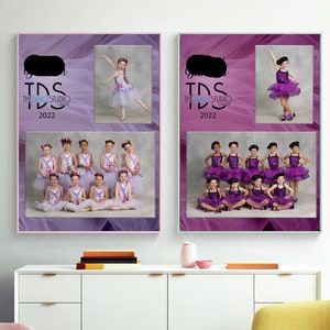 Memory Mate for dance, ballet, pointe, 8x10 Photoshop template for class photo and individual, to customize with their logo, name and year.