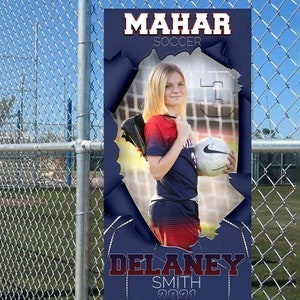 24x48 TEMPLATE soccer banner for Photoshop, you can customize the size, sport and information.  PSD format.  Digital.