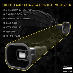 BUMPER for AD200, AD200 pro, Flashpoint eVOLV 200 and pro, Off Camera Flash, Fender, Godox, The Off Camera Flashback, slightly irregular
