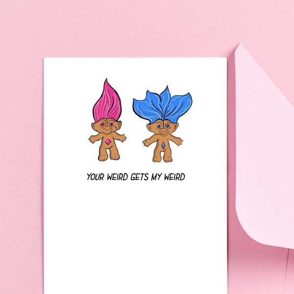 Printable Trolls Card | Funny Valentine | Friend Card | Galentines Day Card | 1990s Nostalgia | BFF Birthday Card | Instant Download