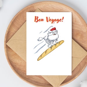 Druckbare Bon Voyage Standard Pudel Karte | Auf Wiedersehen und Abschied Karte | Going Away Karte | Bewegte Karten | 5x7 Druck | Hundeliebhaber