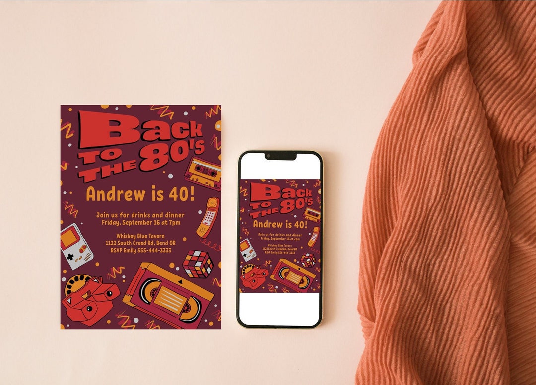 Editable 80s Theme Party Invitation 80s Birthday Party - Etsy