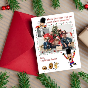 Lustige Foto Weihnachtskarten | Lustige Nussknacker Karte | Anpassbares Familienfoto | Dumme Weihnachtskarte | Weihnachtskarten