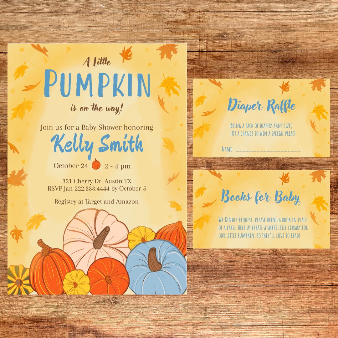 Printable Little Pumpkin Baby Shower Evite Invitation Bundle Etsy