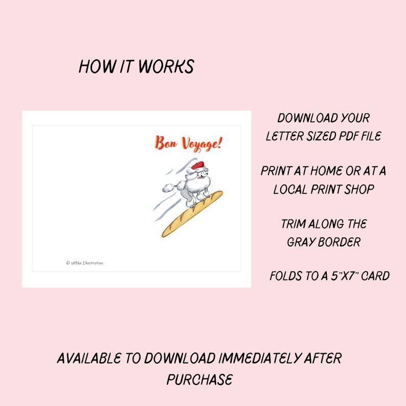 Printable Bon Voyage Standard Poodle Card | Goodbye and Farewell Card ...
