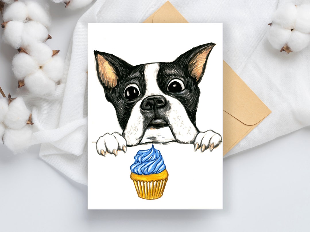 Printable Boston Terrier Card | Funny Dog Birthday Card | Blank ...