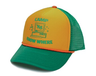 Green and Yellow Hoko Stranger Things Dustin Baseball Cap Camp for Kids and Adults