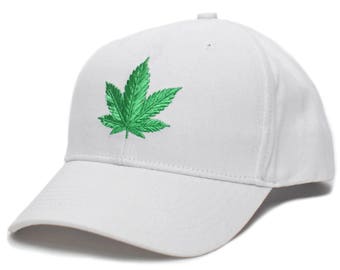 The Chronic Bud Marijuana Leaf Pot Blunt 420 Weed Hat Cap Adult White