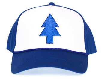 Cappello di pino blu Dipper ricamato Bill curvo Royal / berretto cosplay in twill di cotone bianco Snapback