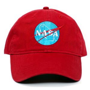 NASA Tomorrowland Hat Handmade Halloween Costume Baseball Cap Dad Red