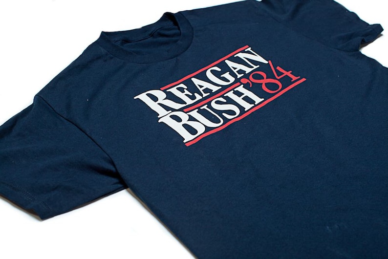 Reagan Bush 84 T-shirt Conservative Presidential Campaign Shirt S-3XL Navy image 2