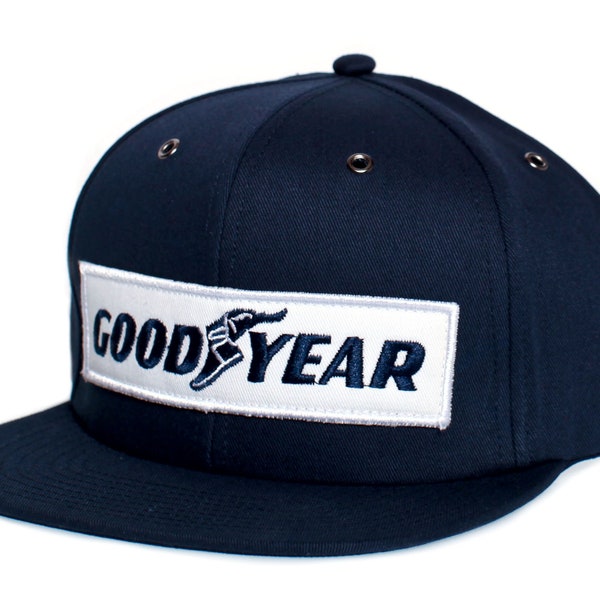 Goodyear Vintage Hat Car Racing Embroidered Flat Navy Cap