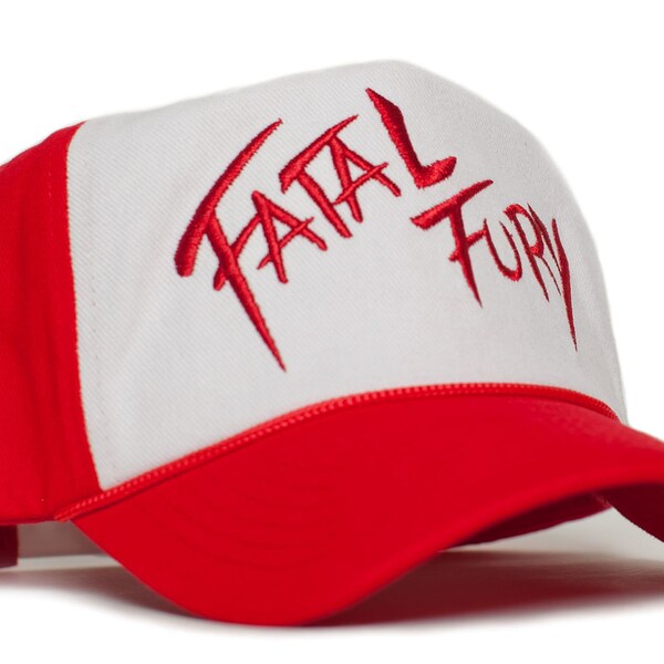 Fatal Fury Embroidered Curved Cloth & Braid Unisex-Adult Hat -One-Size Red/White