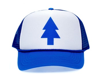 Dipper Hat Cap Blue Pine Tree Adult-Unisex One Size Trucker Royal Curved bill