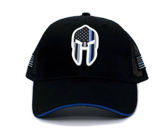 Thin Blue Line PVC SPARTAN HELMET Hat 