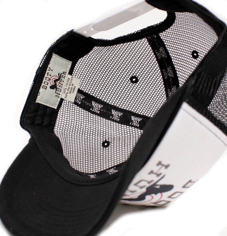 Booty Hunter™ Unisex-Adult Curved Bill One-Size Truckers Hat Cap Black/White image 3