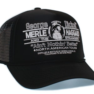 Merle Haggard Solid Black Truckers Hat One-Size Unisex Adult Country Music