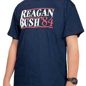 Reagan Bush 84 T-shirt Conservative Presidential Campaign Shirt S-3XL Navy image 1