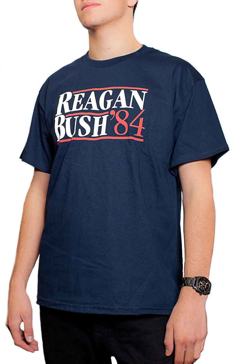 Reagan Bush 84 T-shirt Conservative Presidential Campaign Shirt S-3XL Navy image 1