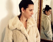 Vintage coat Faux cream Persian lamb 50s A-line dress coat by Item House, Tacoma Washington, USA
