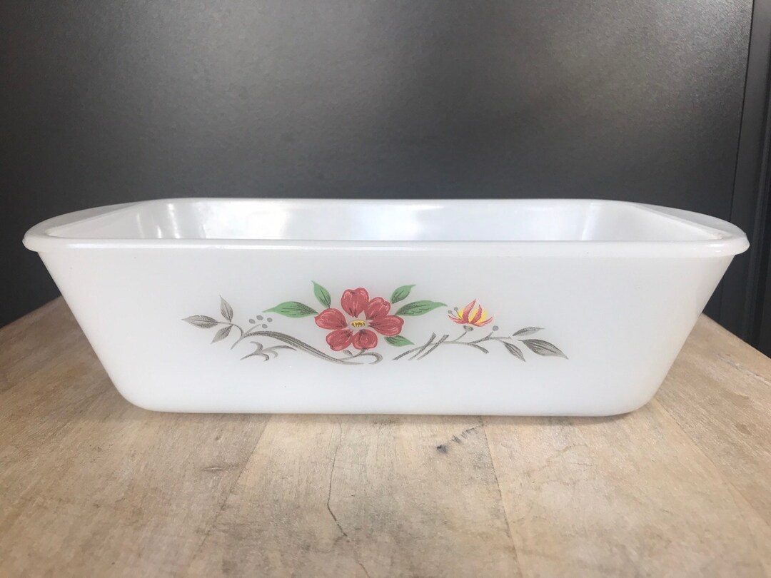 Vintage Milk Glass Loaf Pan Glasbake J 552 20 Made in the Etsy