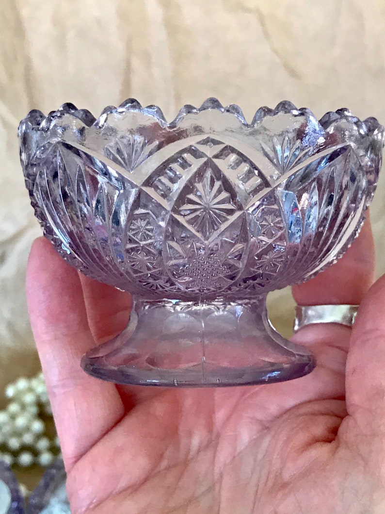 Vintage Purple pressed glass bowls sweet & small Sun glass Etsy