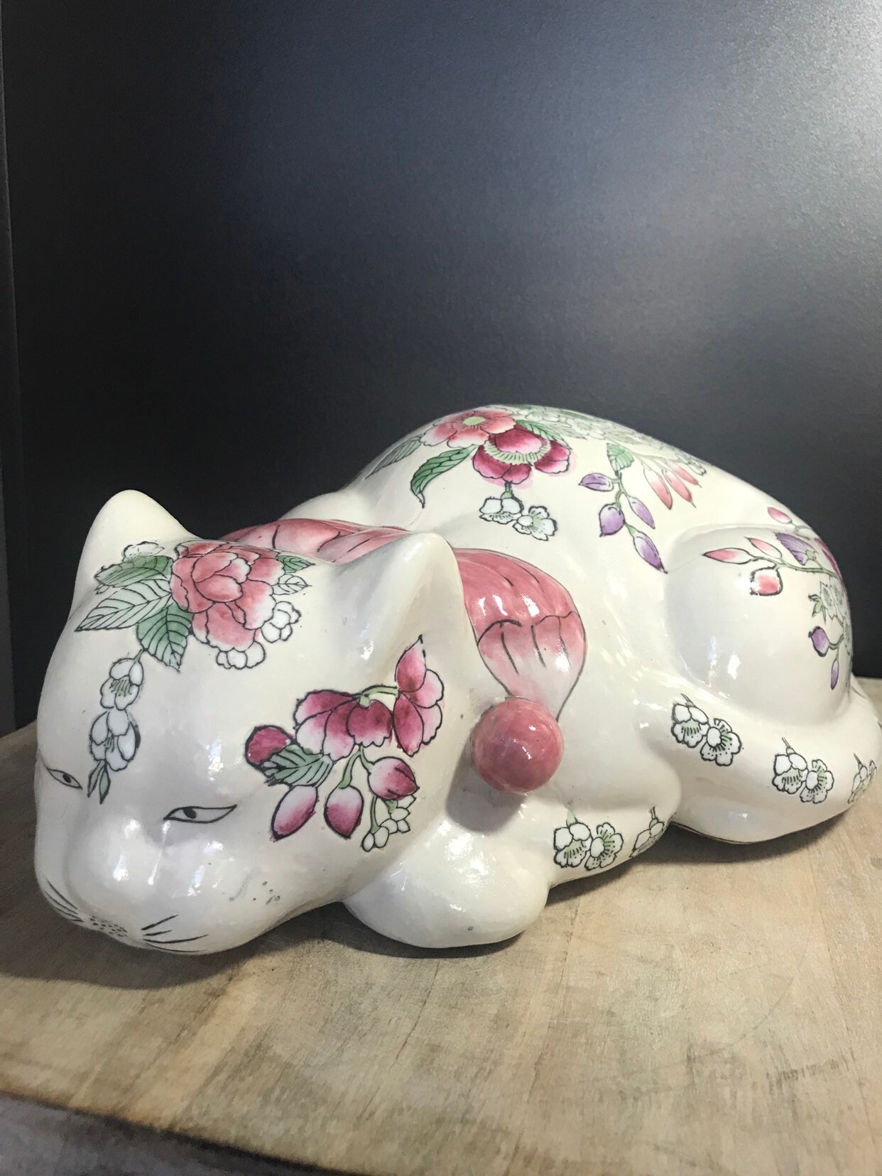 Large sleeping cat made in Macau China ceramic Asian decor. Etsy