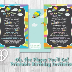 Oh The Places First Birthday Invitation {Pink or Blue} Printable