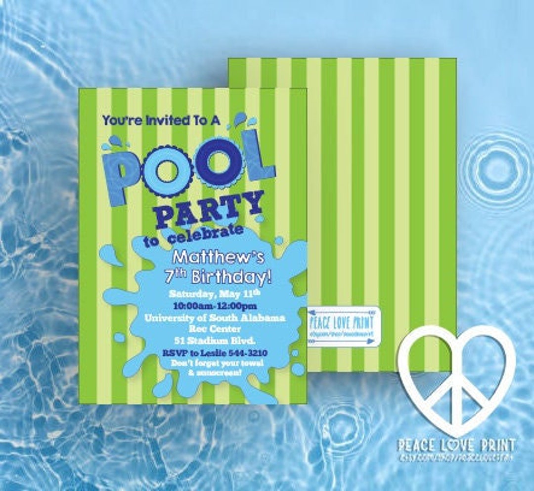 Pool Party Printable Invitation - Etsy