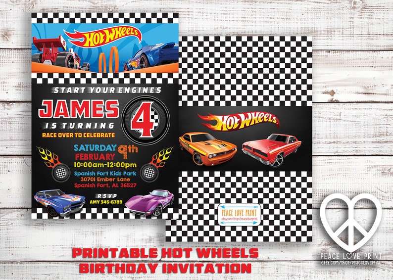Hot Wheels Printable Birthday Invitation | Etsy