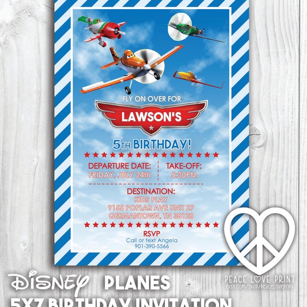 Disney Planes 5x7 Printable Birthday Invitation