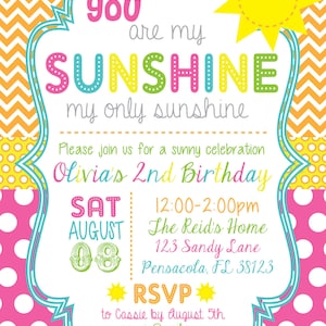 You Are My Sunshine 5x7 Printable Birthday Invitation | Etsy