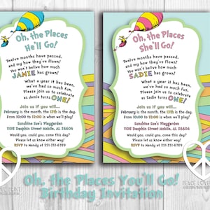 Oh The Places Birthday // Kindergarten Graduation 5x7 Invitation - Pink or Blue!
