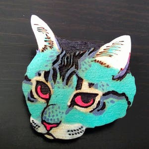 Pretzel Wooden Cat Pin image 2