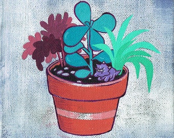 Dino Terracotta Plant Pot Acrylic Painting