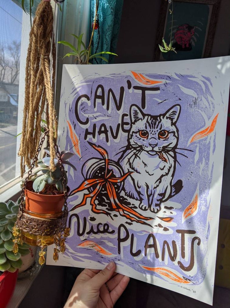Can't Have Nice Plants Cat Art Print image 2